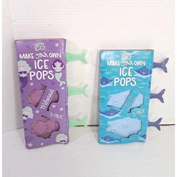 Cool Gear Make Your Own Mermaid & Shark Ice Pops 6 Molds Summer Popsicle Mold - Picture 2 of 4